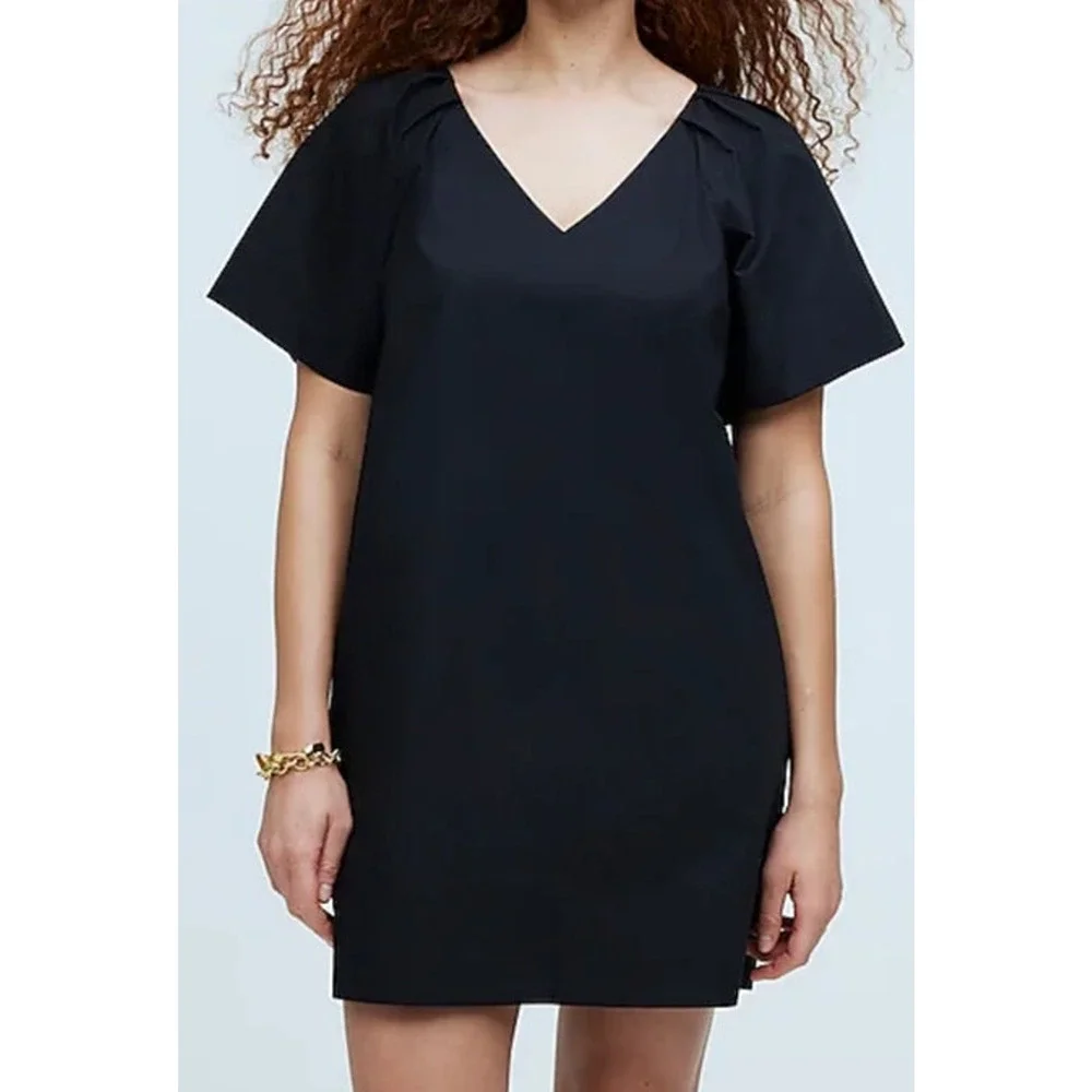 Madewell V Neck Mini Short Sleeve Trendy Going Out Shirt Dress US Womens XXS New